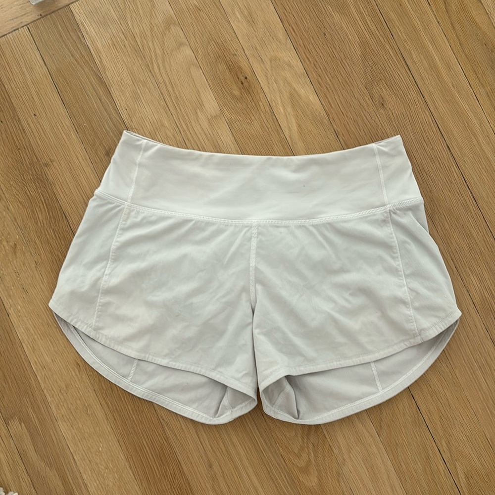 Lululemon White Speed Up Shorts